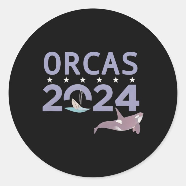 Orcas 2024 classic round sticker (Front)
