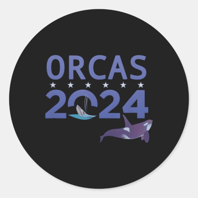 Orcas 2024 classic round sticker (Front)