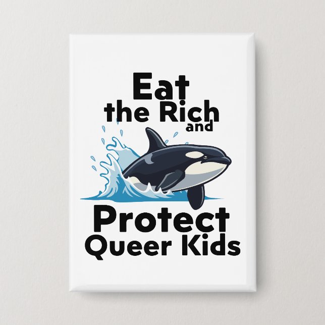 Orcas and Queer kids Button (Front)