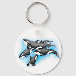 orcas in blue keychain