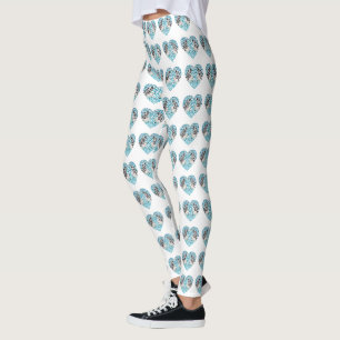 Orcas In Cracked Glass Hearts, Leggings