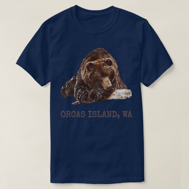 Orcas Island Brown Grizzly Bear In Snow Washington T-Shirt (Design Front)