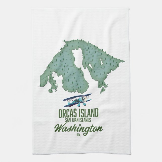 Orcas Island, Washington, USA map Kitchen Towel (Vertical)
