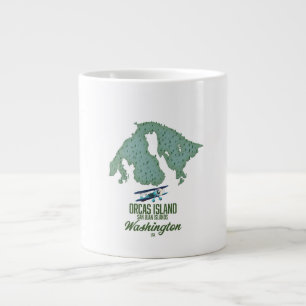 Orcas Island, Washington, USA map Large Coffee Mug