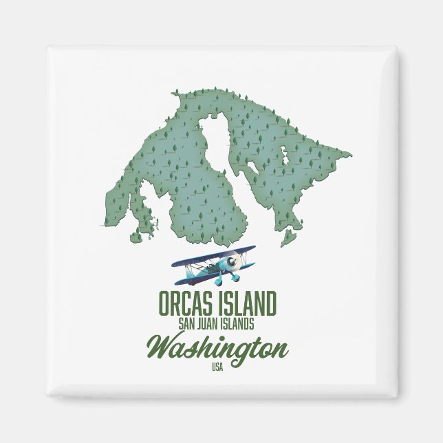 Orcas Island, Washington, USA map Magnet (Front)