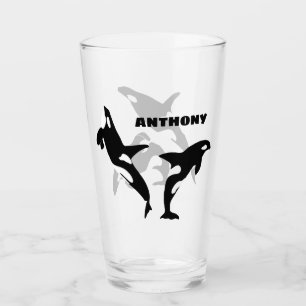 Orcas, Killer Whales Personalized Glass