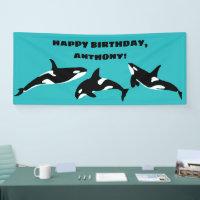 Orcas Killer Whales Teal Blue Birthday Party