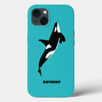 Orcas Killer Whales Teal Blue Personalized