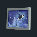 Orcas on Full Moon Belt Buckle - Blue<br><div class="desc">Orcas on Full Moon</div>