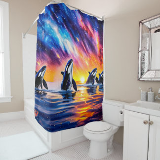 Orcas Under Galaxy Sky 02 Design by Rich AMeN