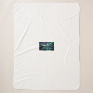Orcas Under Northern Lights Arctic Sherpa Blanket
