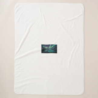 Orcas Under Northern Lights Arctic Sherpa Blanket