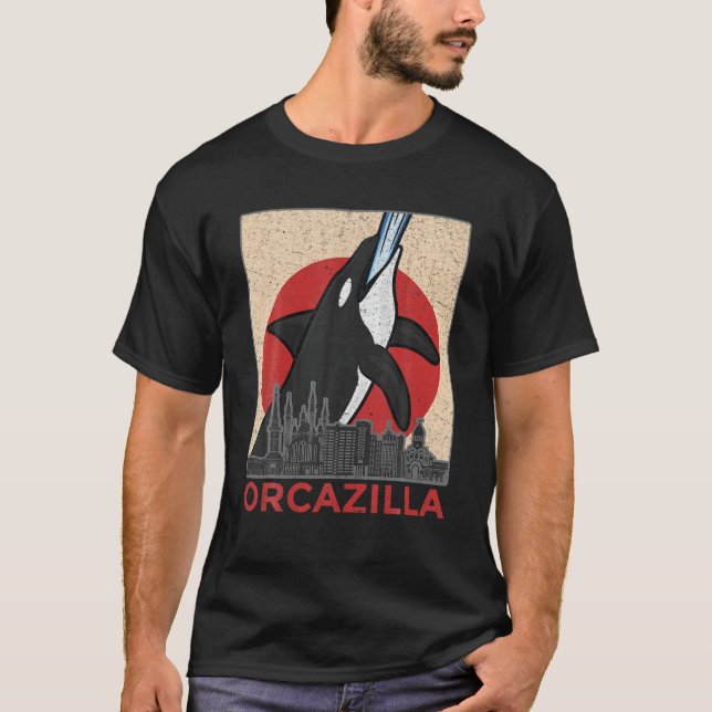 Orcazilla - Funny Killer Whale Orca T-Shirt (Front)