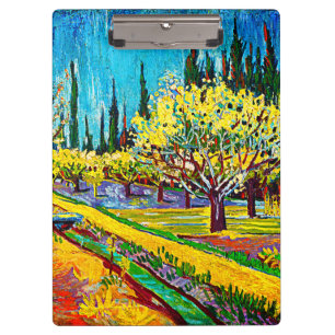 Orchard Bordered by Cypresses Vincent Van Gogh Clipboard