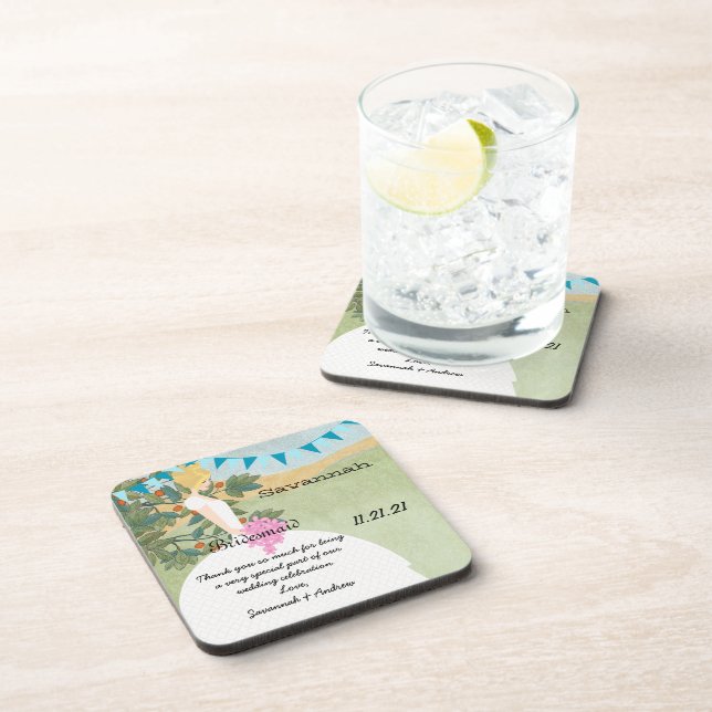 Orchard Buntings Blonde Bridesmaid Coaster (Right Side)