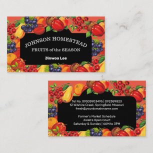 Orchard Farmer's Market Season Fruits Business Car Card