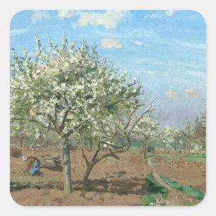 Orchard in Bloom, Louveciennes Camille Pissarro Square Sticker