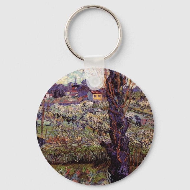Orchard in Blossom, Arles by Vincent van Gogh Keychain (Front)