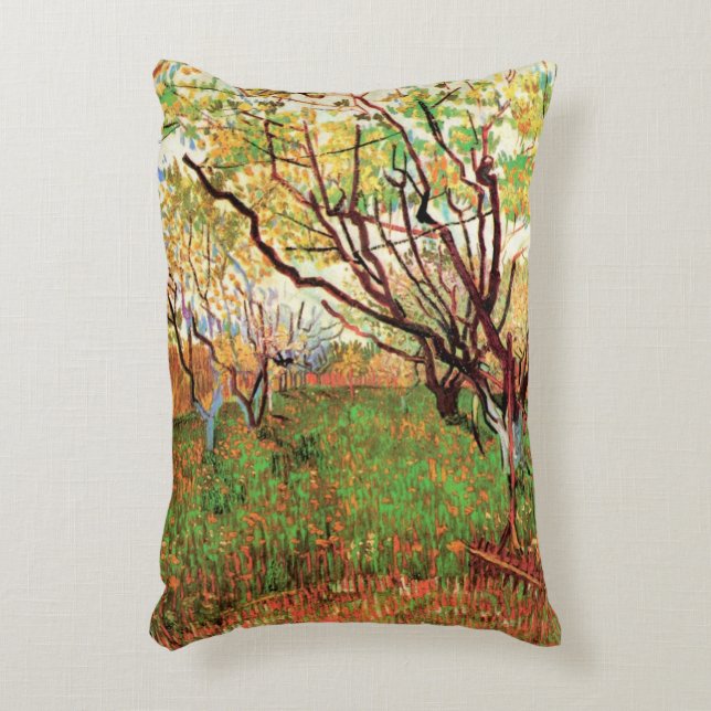 Orchard in Blossom by Vincent van Gogh Accent Pillow (Front(Vertical))
