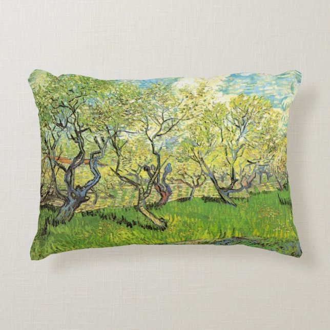 Orchard in Blossom by Vincent van Gogh Accent Pillow (Front)