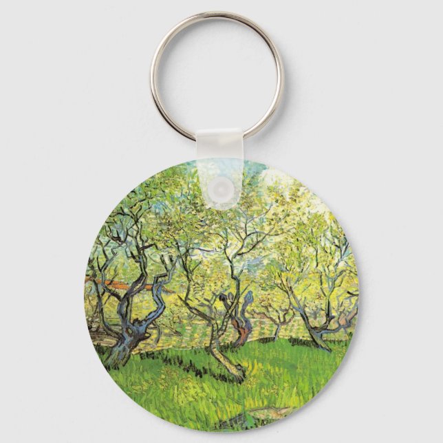 Orchard in Blossom by Vincent van Gogh Keychain (Front)