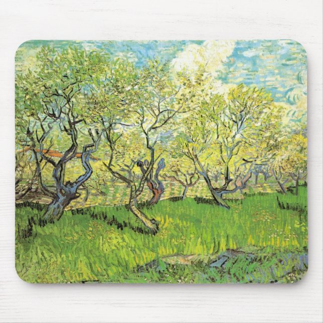 Orchard in Blossom by Vincent van Gogh Mouse Pad (Front)