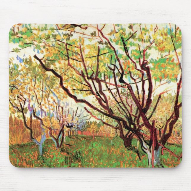 Orchard in Blossom by Vincent van Gogh Mouse Pad (Front)