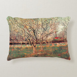 Orchard in Blossom, Plum Trees by Vincent van Gogh Accent Pillow