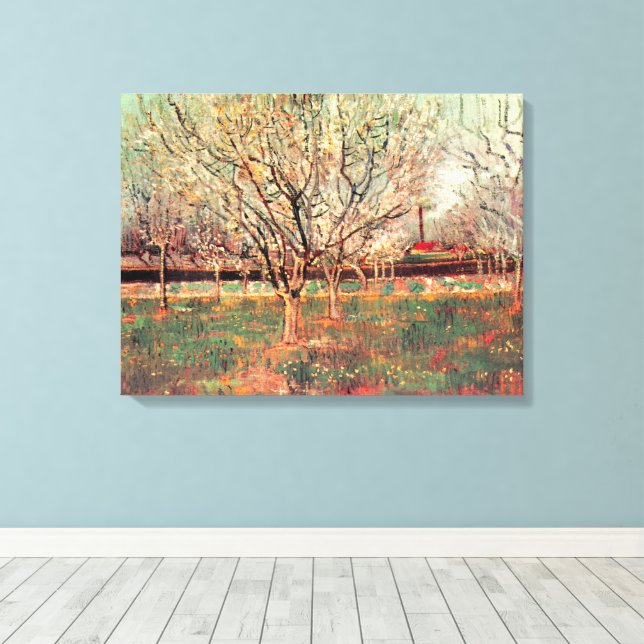 Orchard in Blossom, Plum Trees by Vincent van Gogh Canvas Print (Insitu(Wood Floor))