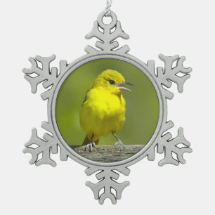 Orchard Oriole - Original Photograph Snowflake Pewter Christmas Ornament