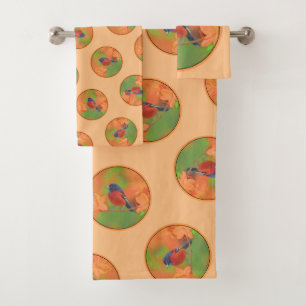 Orchard Oriole Songbird Painting Original Bird Art Bath Towel Set
