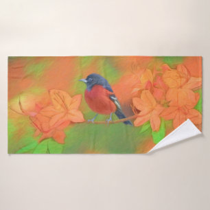 Orchard Oriole Songbird Painting Original Bird Art Bath Towel Set