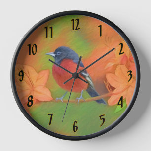 Orchard Oriole Songbird Painting Original Bird Art Clock