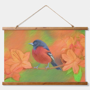 Orchard Oriole Songbird Painting Original Bird Art Hanging Tapestry