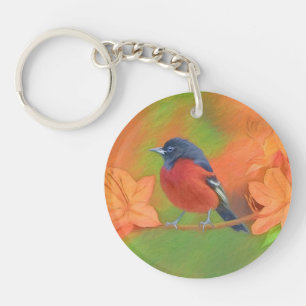 Orchard Oriole Songbird Painting Original Bird Art Keychain