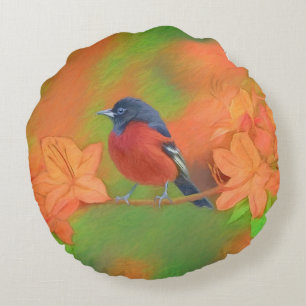 Orchard Oriole Songbird Painting Original Bird Art Round Pillow