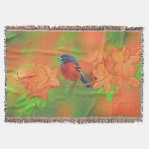 Orchard Oriole Songbird Painting Original Bird Art Throw Blanket