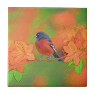 Orchard Oriole Songbird Painting Original Bird Art Tile