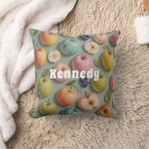 Orchard Whimsy: Pastel Fruit Throw Pillow