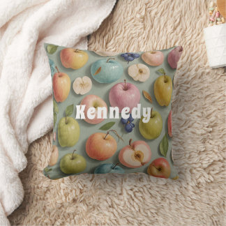 Orchard Whimsy: Pastel Fruit Throw Pillow
