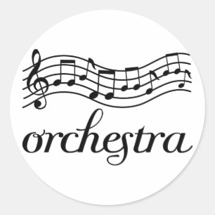 Orchestra Black Staff Classic Round Sticker