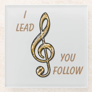 Orchestra Conductor Band Leader Gold Clef Musical Glass Coaster