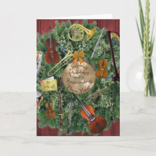 Orchestra Instruments Holiday Wreath Card