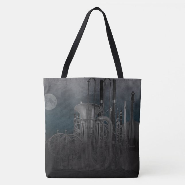 Orchestra Instruments Nighttime Moonlit Skyline Tote Bag (Front)
