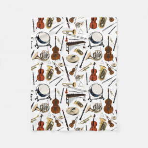 Orchestra Instruments Pattern Fleece Blanket