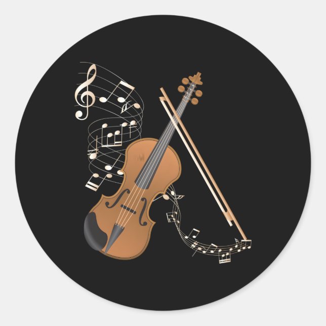 Orchestra Violin Player Musical Instrut Violin Classic Round Sticker (Front)