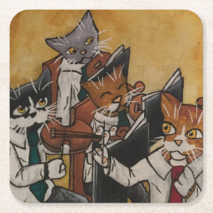 Orchestral Cats Square Paper Coaster