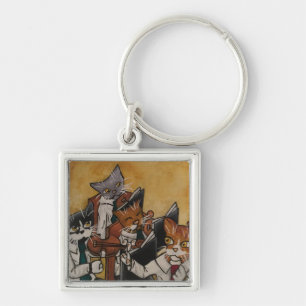 Orchestral Violin Music Cats Keychain