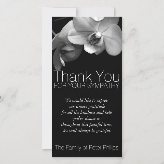Orchid 1b Sympathy Thank you Photo Card (Front)