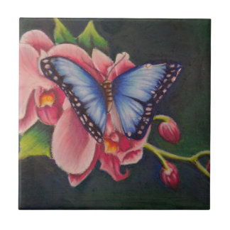 orchid and butterfly tile